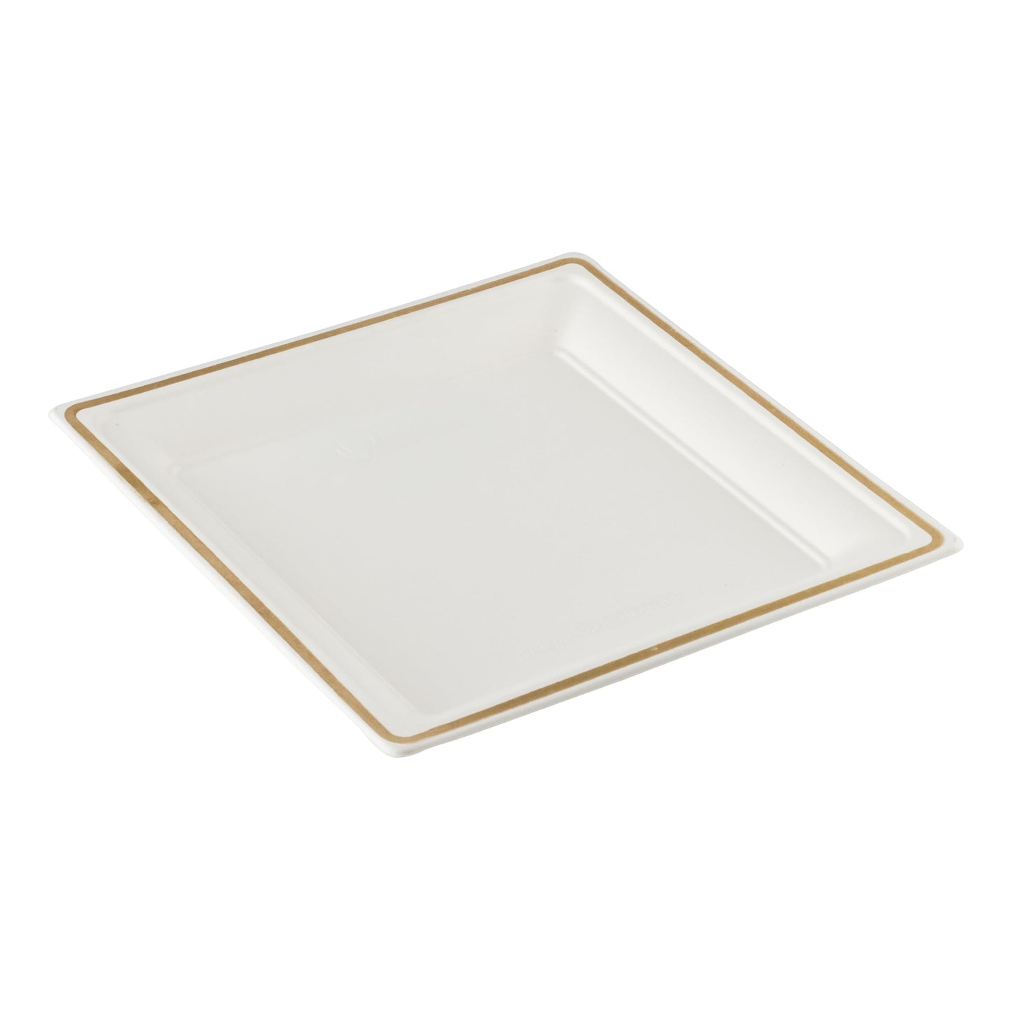 Eco Guardian | Compostable Square Plate, 9", Gold Trim (64-pack)