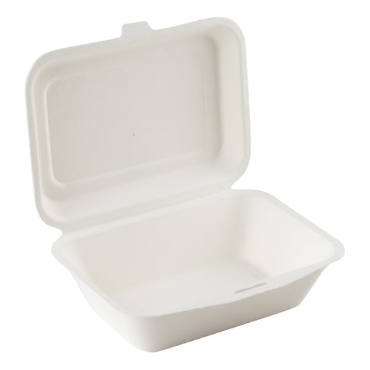 Eco Guardian | Compostable Clamshell Container, 9" x 6" x 3", Sugarcane (200-pack)