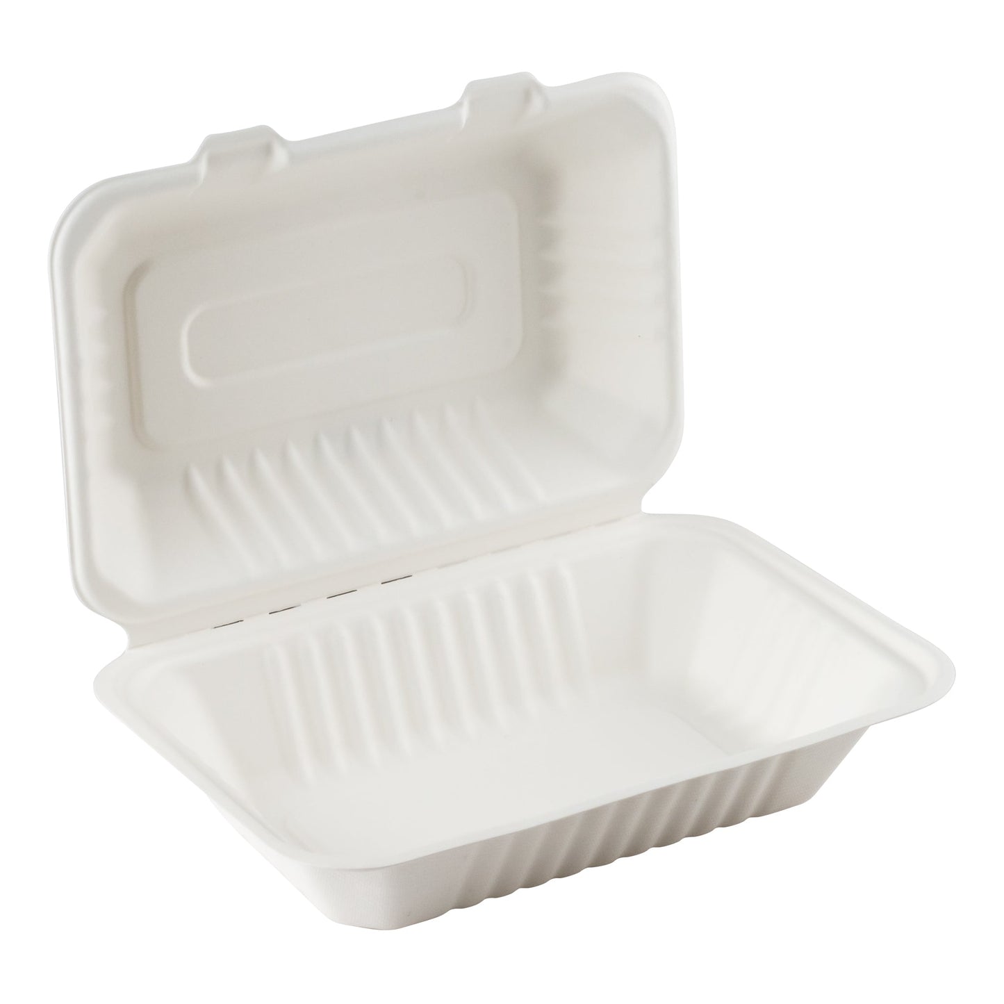 Eco Guardian | Compostable Clamshell Container, 7" x 5" x 3", Sugarcane (200-pack)