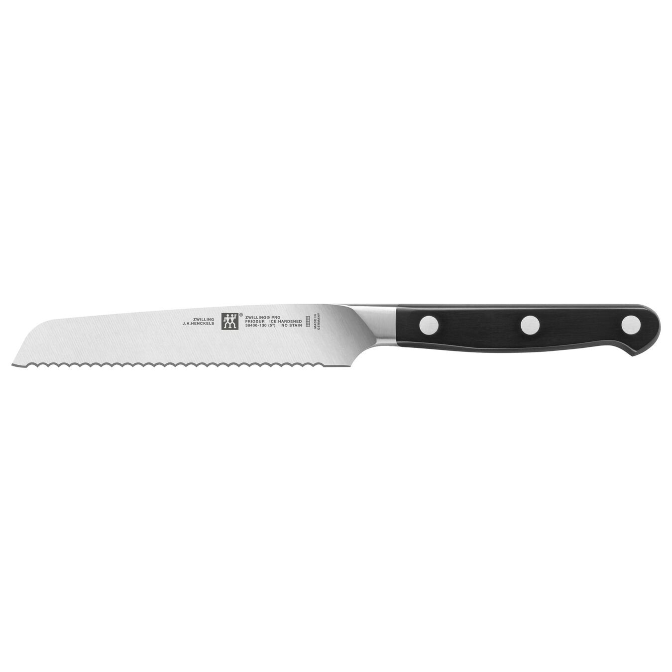 Henckels | Pro Utility Knife, Serrated, 5", Black - ChefEquipment.com