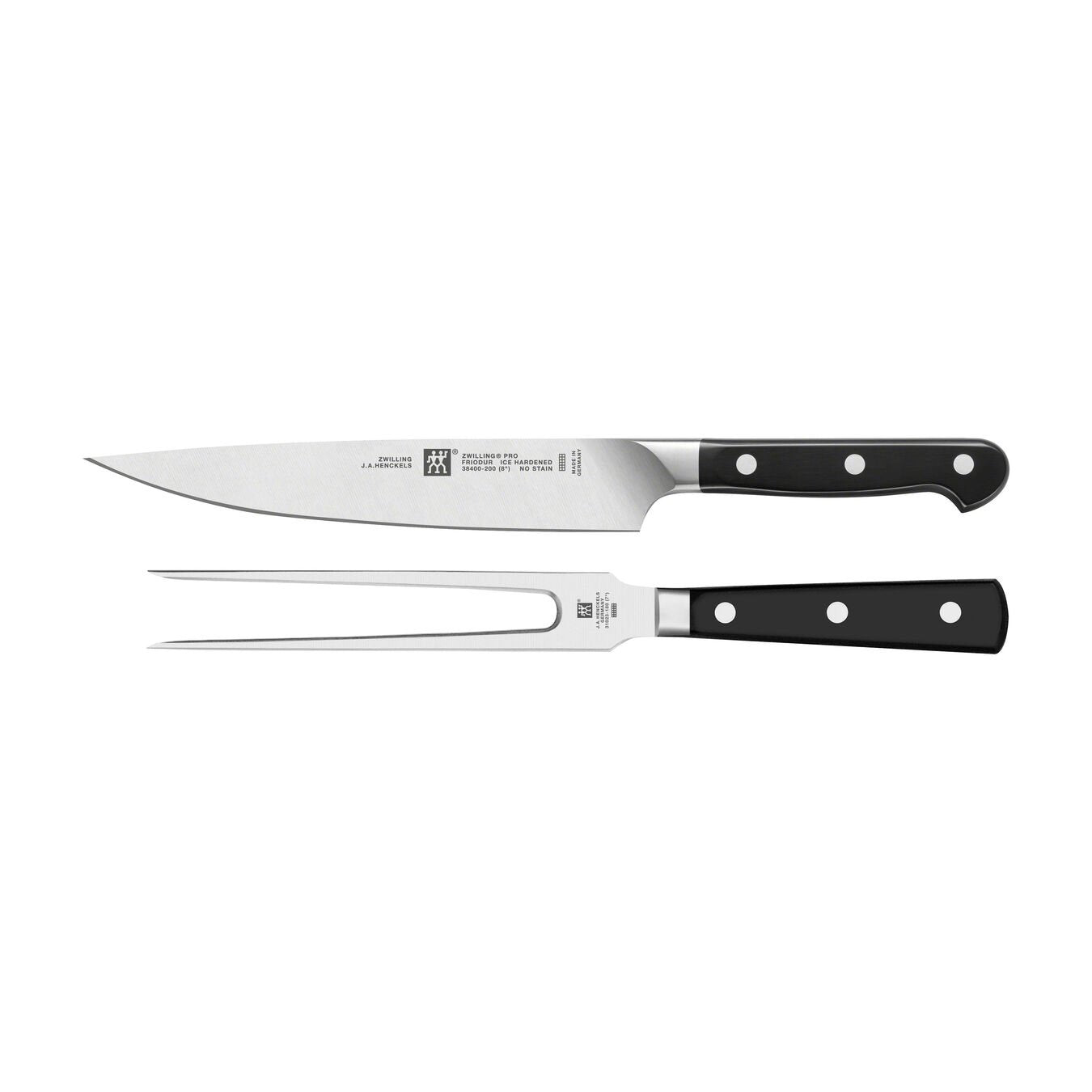 Zwilling | Pro 2 Piece Slicing Knife and Carving Fork Set, Black - ChefEquipment.com