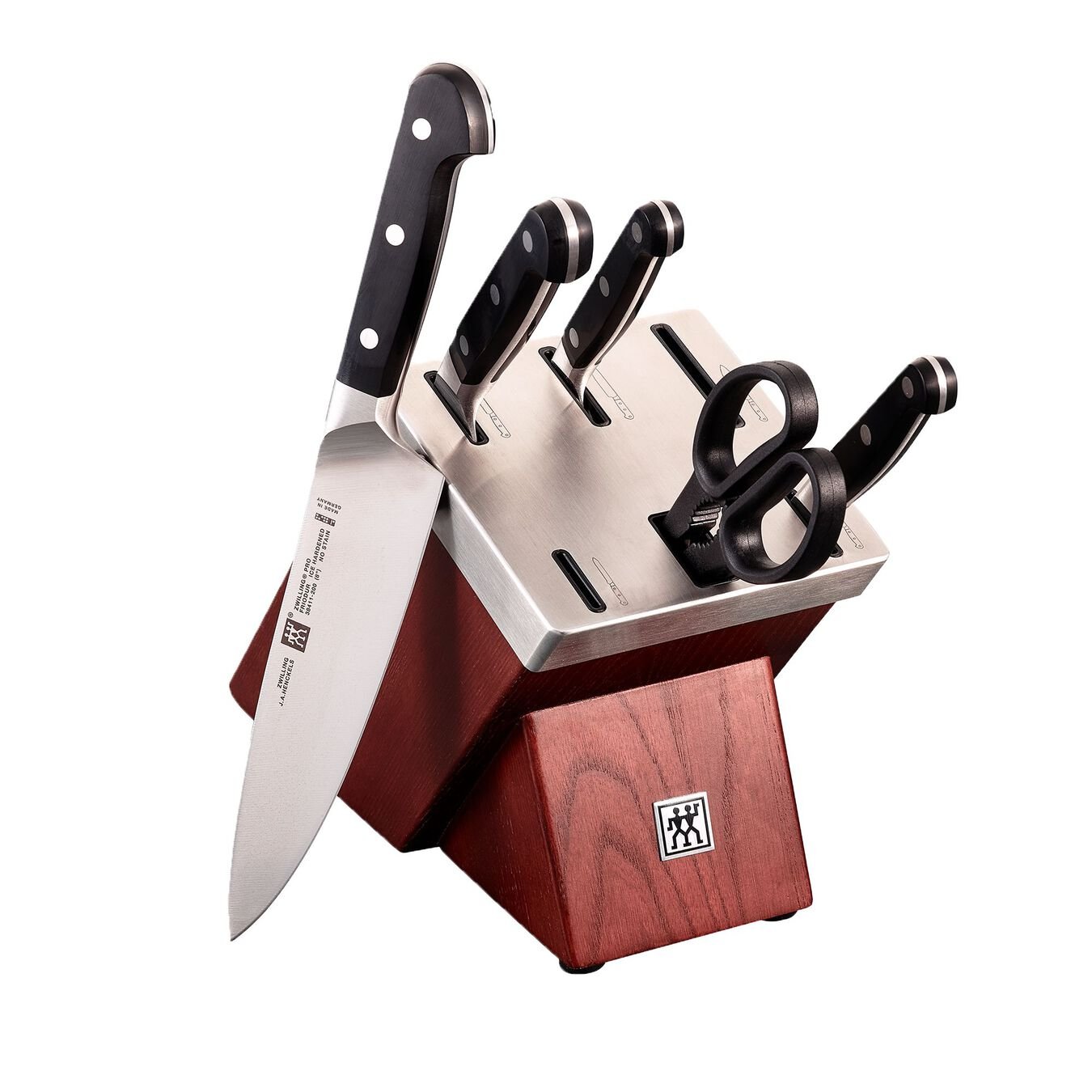 Zwilling | Pro 6 Piece Self Sharpening Knife Block Set, Brown - ChefEquipment.com