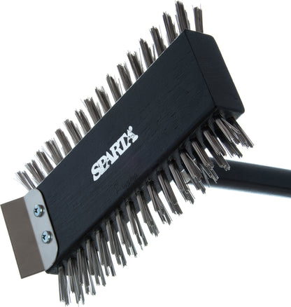 Carlisle | Sparta Broiler Master Grill Brush & Scraper w/ Handle, 30.5", Black