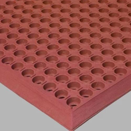 Mul-T-Mat | Narrow Bevel Heavy Duty Drainage Floor Mat, 3' x 5', Red Rubber