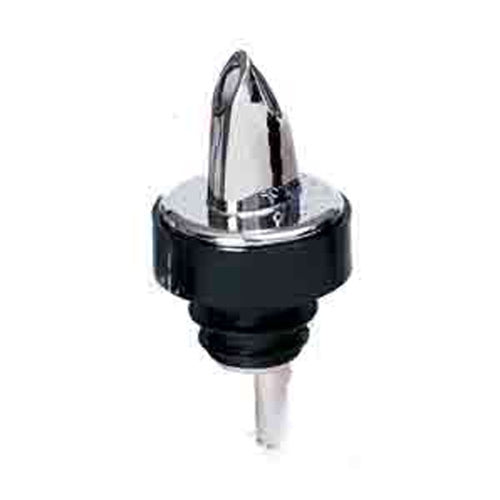 Spill-Stop | Plastic Pourer w Black Collar, Chrome - ChefEquipment.com