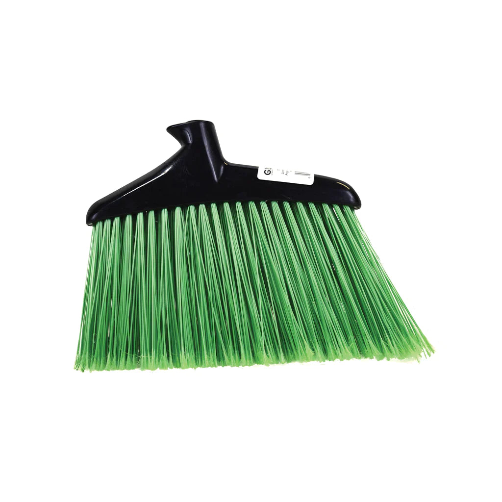 Globe | Heavy Duty Angle Broom Head, 16", Green (4-pack)