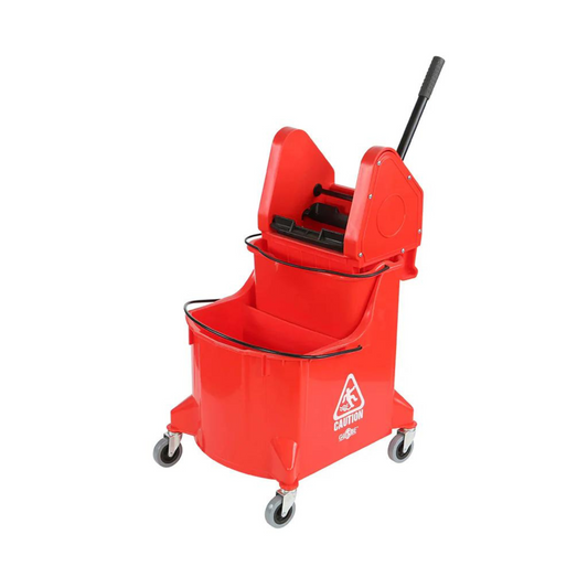 Globe | Dual Chamber Mop Bucket, Downpress Wringer, 35 Qt, Red