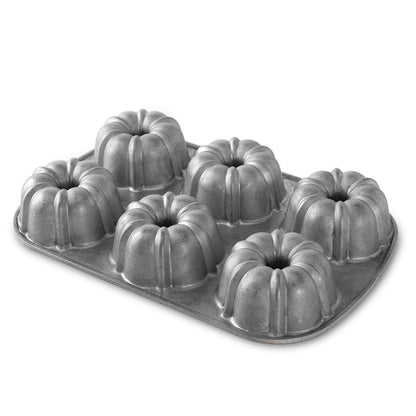 Nordic Ware | Bundtlette Pan, 6 x 1 Cup, Cast Aluminum, Commercial Finish