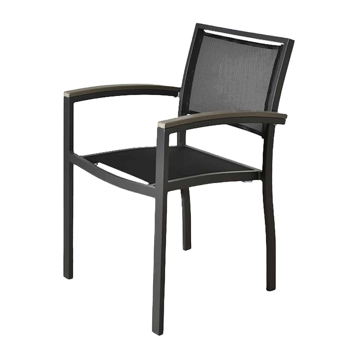 BUM Furniture Marco Sling Arm Chair, Anthracite/Batyline (4-pack) - 516S-BT-GA