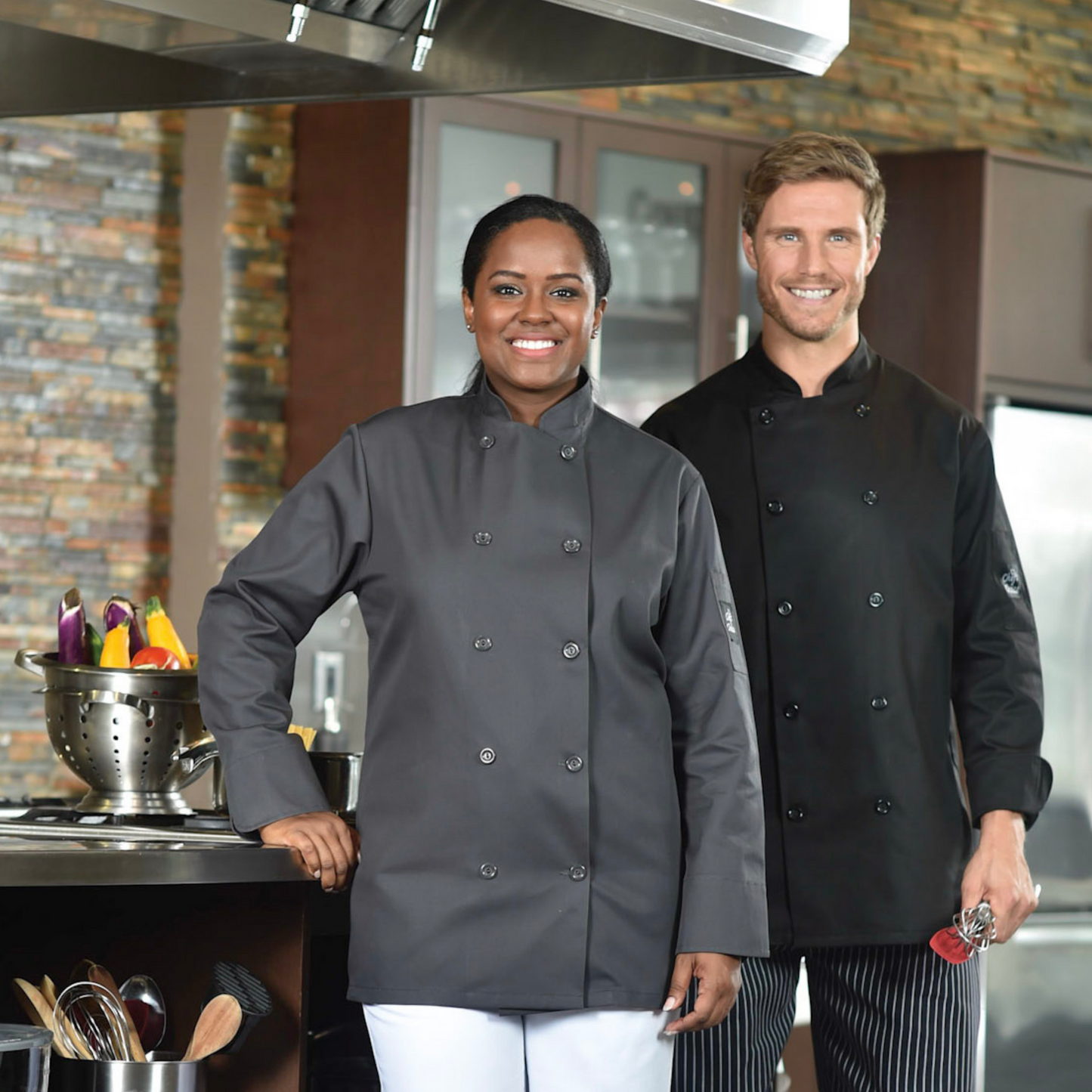 Premium Uniforms | Chef's Choice Long Sleeve Chef Coat, Plastic Buttons, XSmall, Black