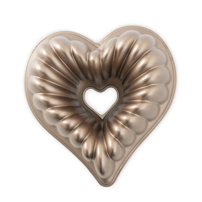 Nordic Ware | Elegant Heart Bundt Pan, 10 Cup, Cast Aluminum Toffee Finish