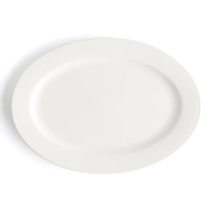 Browne | Foundation Oval Wide Rim Plate, 11.75" x 8.5", White (12-pack)