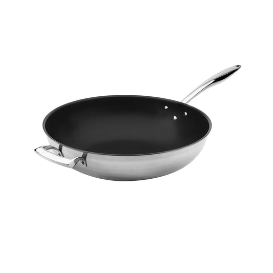 Browne | Thermalloy Non Stick Tri-Ply Wok, 12", Stainless Steel