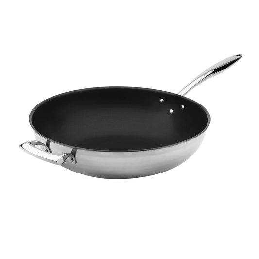 Browne | Thermalloy Non Stick Tri-Ply Wok, 14", Stainless Steel