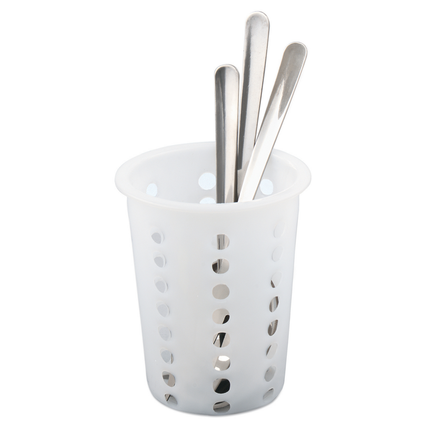 Browne | Perforated Flatware Cylinder, White - ChefEquipment.com