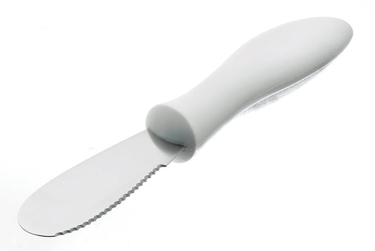 Browne | Butter Spreader, 1.3" x 3.5" Blade, White Handle - ChefEquipment.com