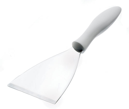 Browne | Beveled Scraper, 4" x 4.5" Blade, White Handle - ChefEquipment.com