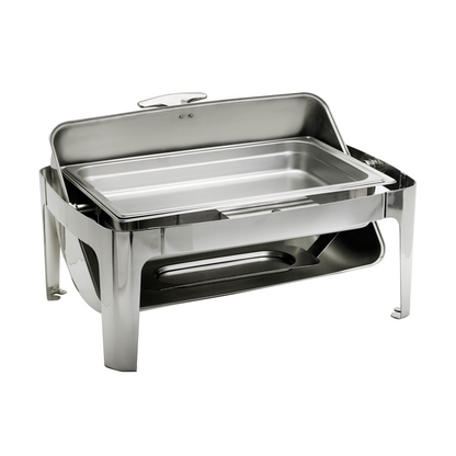 Browne | Cadence Roll Top Chafer, Rectangular, Stainless Steel