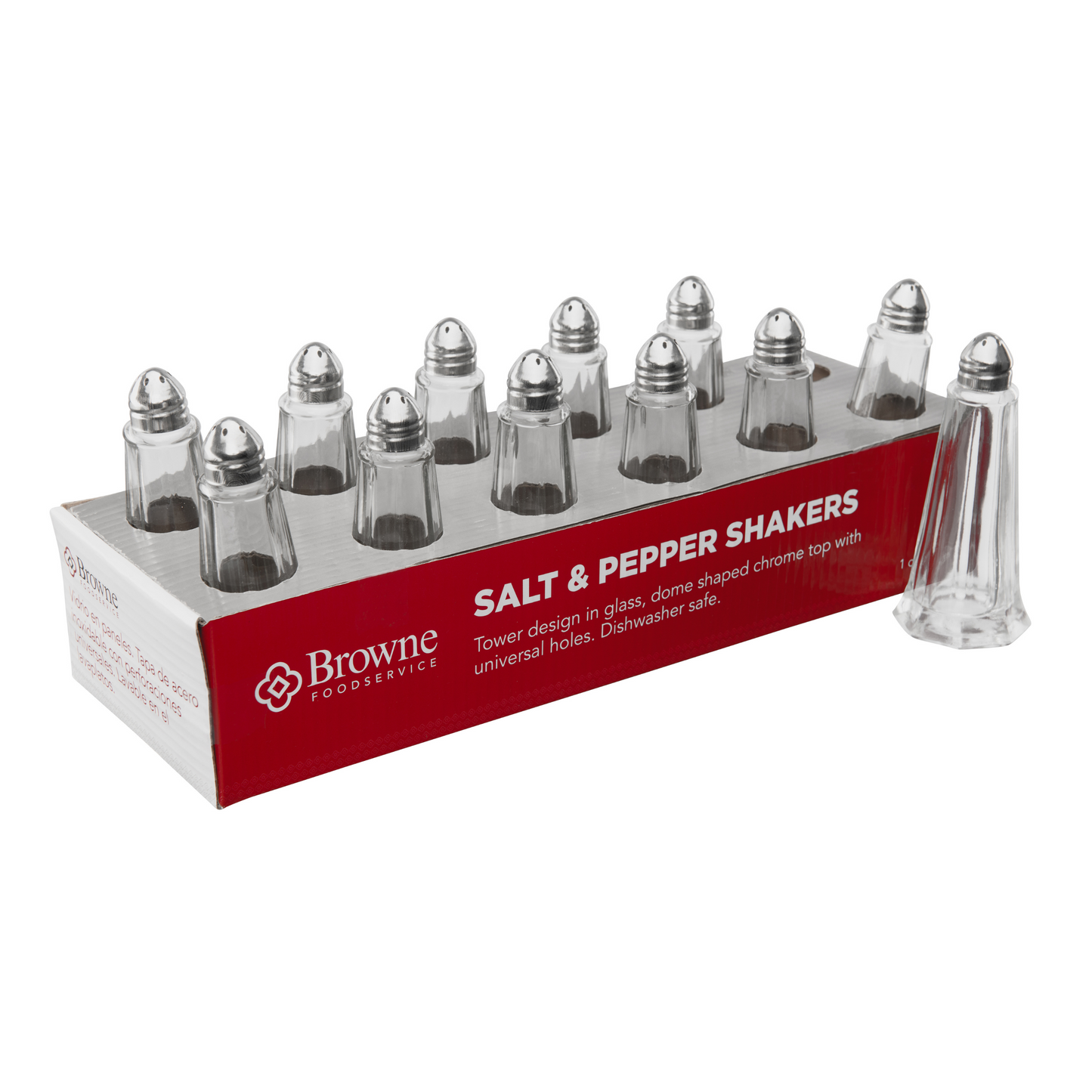 Browne | Tower Salt & Pepper Shaker, 1 oz, Glass (1 DZ) - ChefEquipment.com