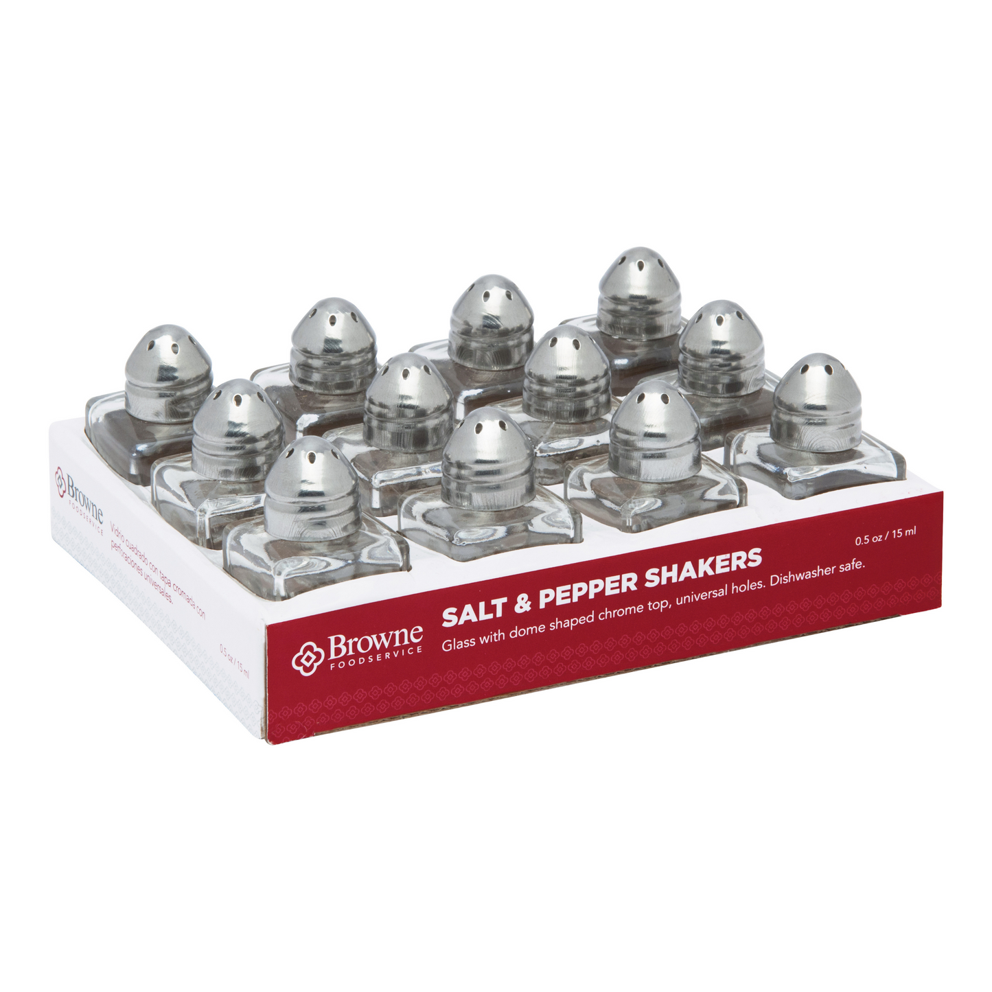 Browne | Square Salt & Pepper Shaker, 0.5 oz , Glass (1 DZ) - ChefEquipment.com