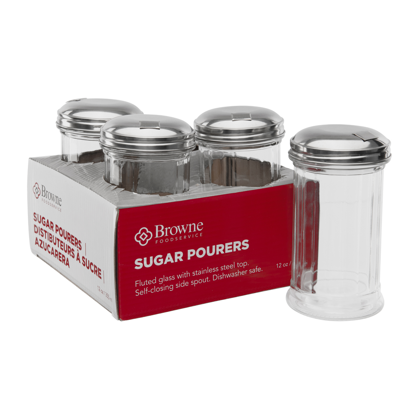 Browne | Sugar Pourer, 12 oz, Glass (4-pack) - ChefEquipment.com