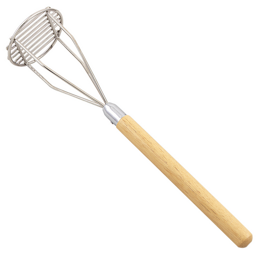 Browne | Round Potato Masher, 18". Stainless Steel/Wood Handle