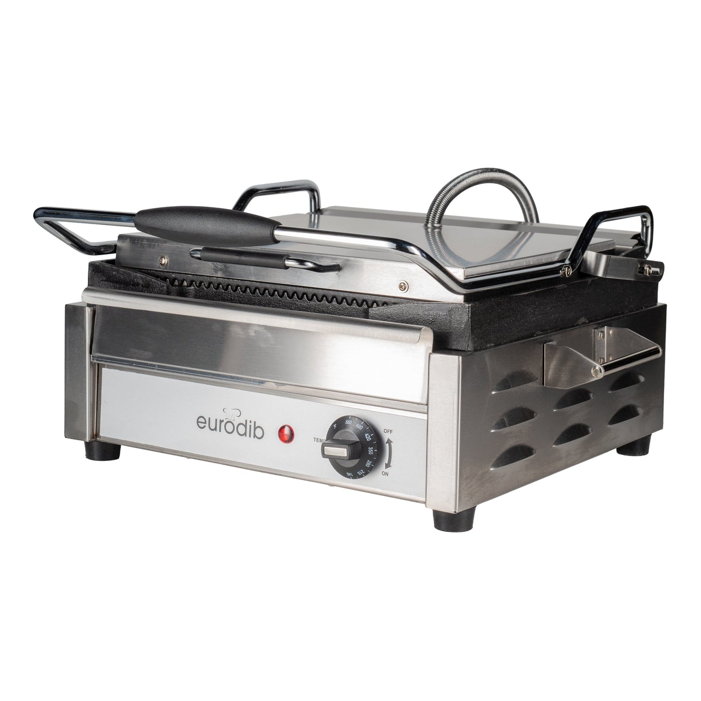 Eurodib | SFE Series Medium Panini Grill, Ribbed Surface, 120V