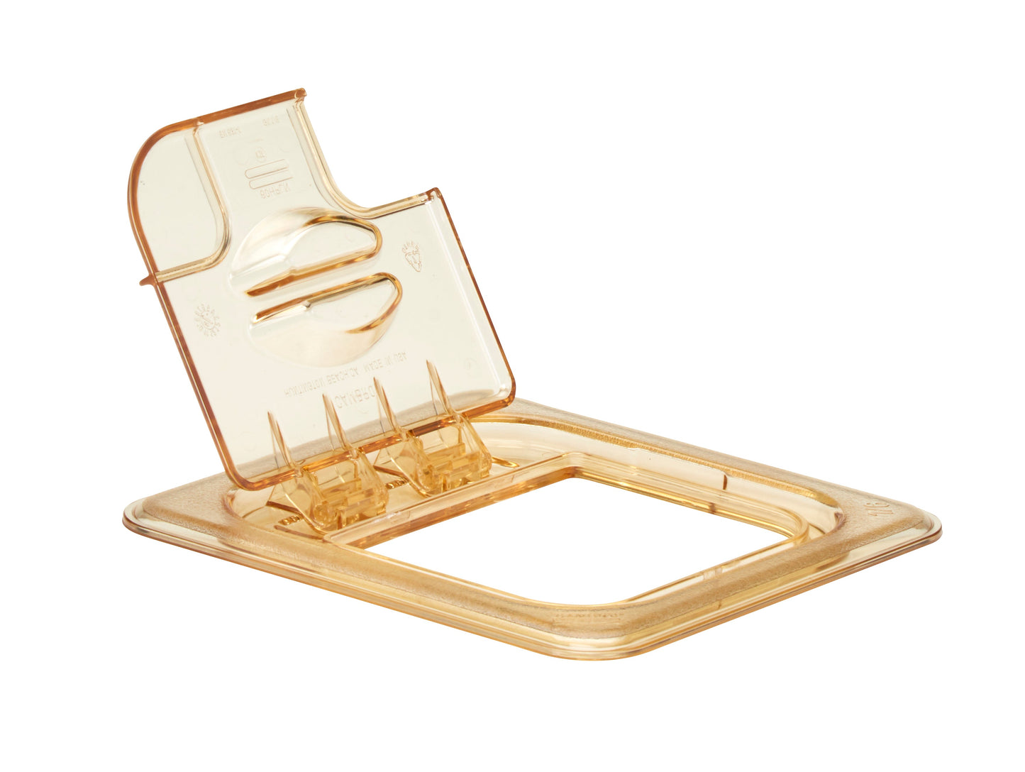Cambro High Heat Food Pan FlipLid, Notched, 1/6 Size, Amber - 60HPLN150