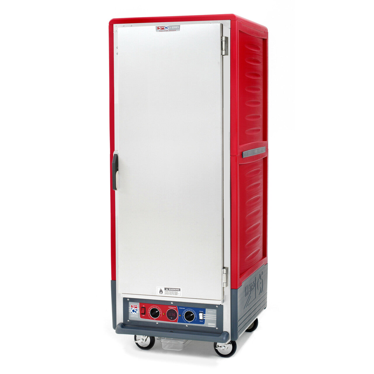 Metro | C5 3 Series Insulated Holding/Proofing Cabinet, Full Height, Full Length Solid Door, Universal Wire Slides, Red, 120V, 60Hz, 2000W - ChefEquipment.com