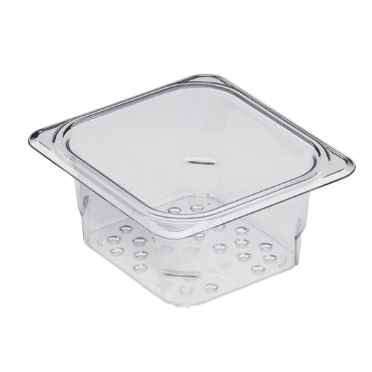 Cambro | Camwear 1/6 Size Colander Food Pan, 3" Deep, Clear