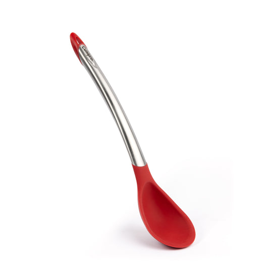 Cuisipro | Silicone Spoon, 12", Stainless Steel/Red