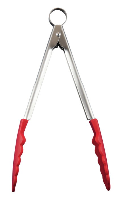 Cuisipro | Silicone Locking Tongs, 9.5", Red