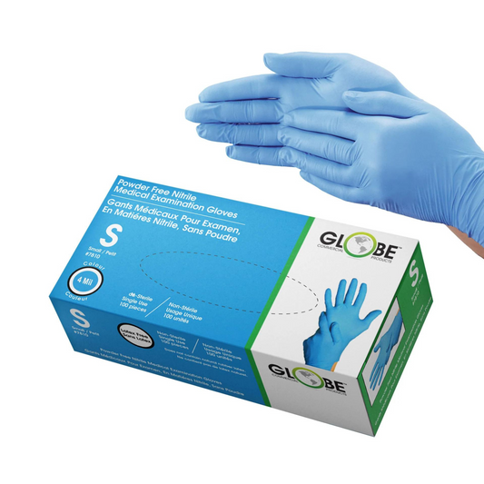 Globe | Nitrile Gloves, Powder-Free, Small, 4 Mil Blue