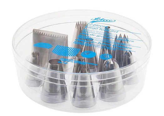 Ateco | 12 Piece Large Tube Piping Tip/Decorating Set w Storage Box