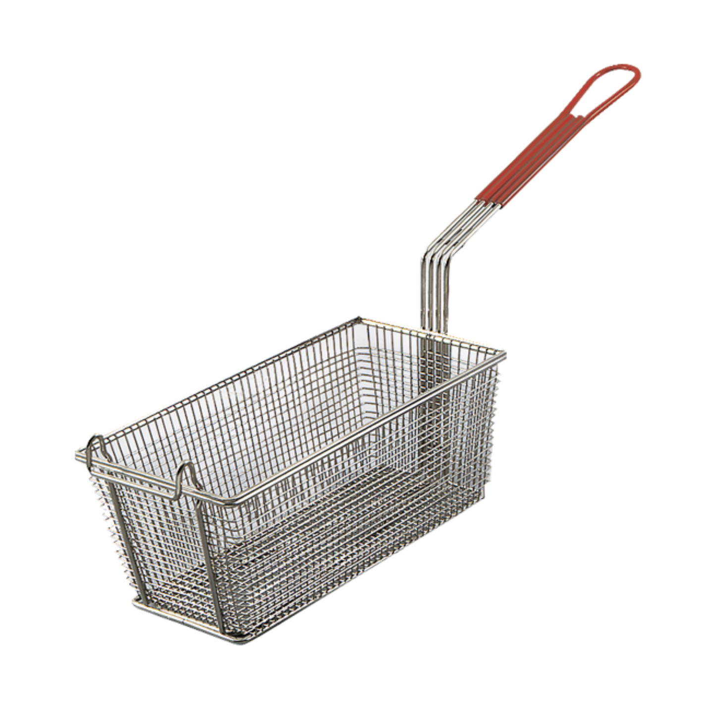 Browne | Wire Fry Basket, 13" x 5.5" x 5.5", Red Plastic Handle