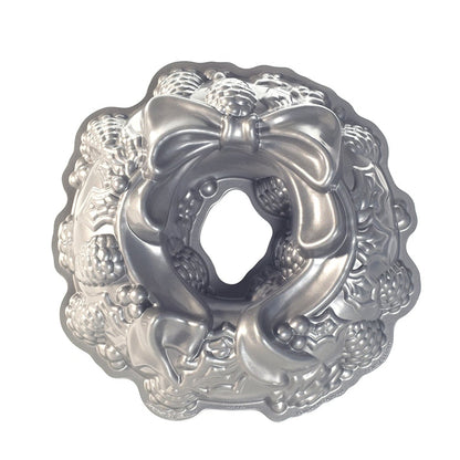 Nordic Ware | Holiday Wreath Bundt Pan, 9 Cup, Cast Aluminum, Sparkling Silver Finish