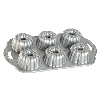 Nordic Ware | Anniversary Bundtlette Pan, 6 Cavities, 4.5 Cup, Cast Aluminum, Commercial Finish