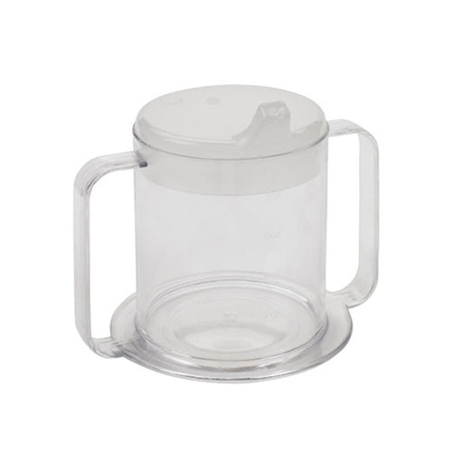 Drive Medical | Two-Handled Mug with Spout Lid, 10 oz, Clear