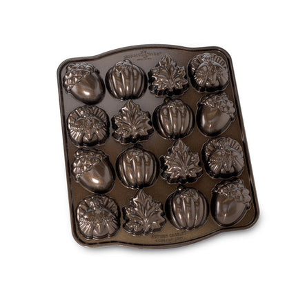 Nordic Ware | Autumn Cakelet Pan, 12 Cavities, Cast Aluminum, Bronze Finish