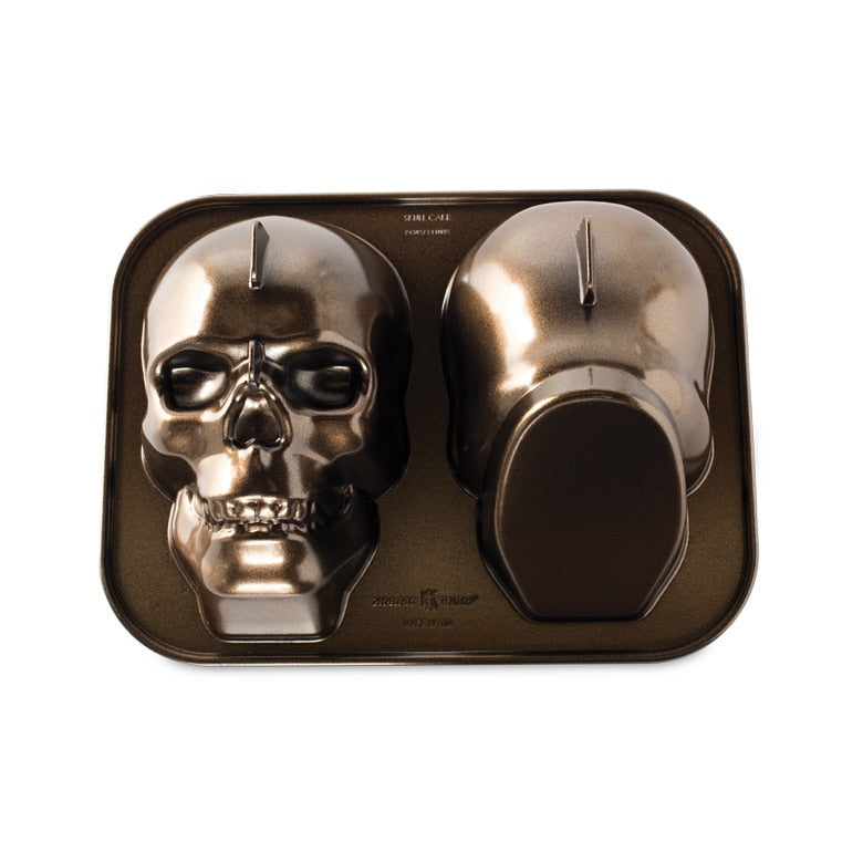 Nordic Ware | Haunted Skull Cake Pan, 9 Cup, Cast Aluminum, Bronze Finish