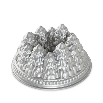 Nordic Ware | Pine Forest Bundt Pan, 9 Cup, Cast Aluminum, Sparkling Silver Finish