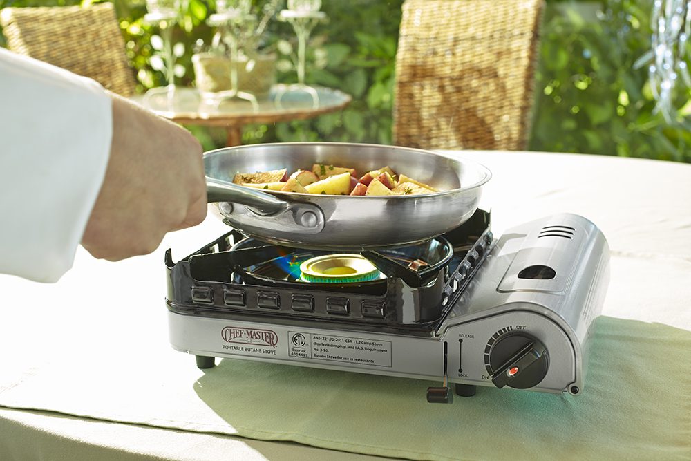 Chef Master 15,000 BTU Portable Butane Stove – 90019, With Carry Case & Wind Guard