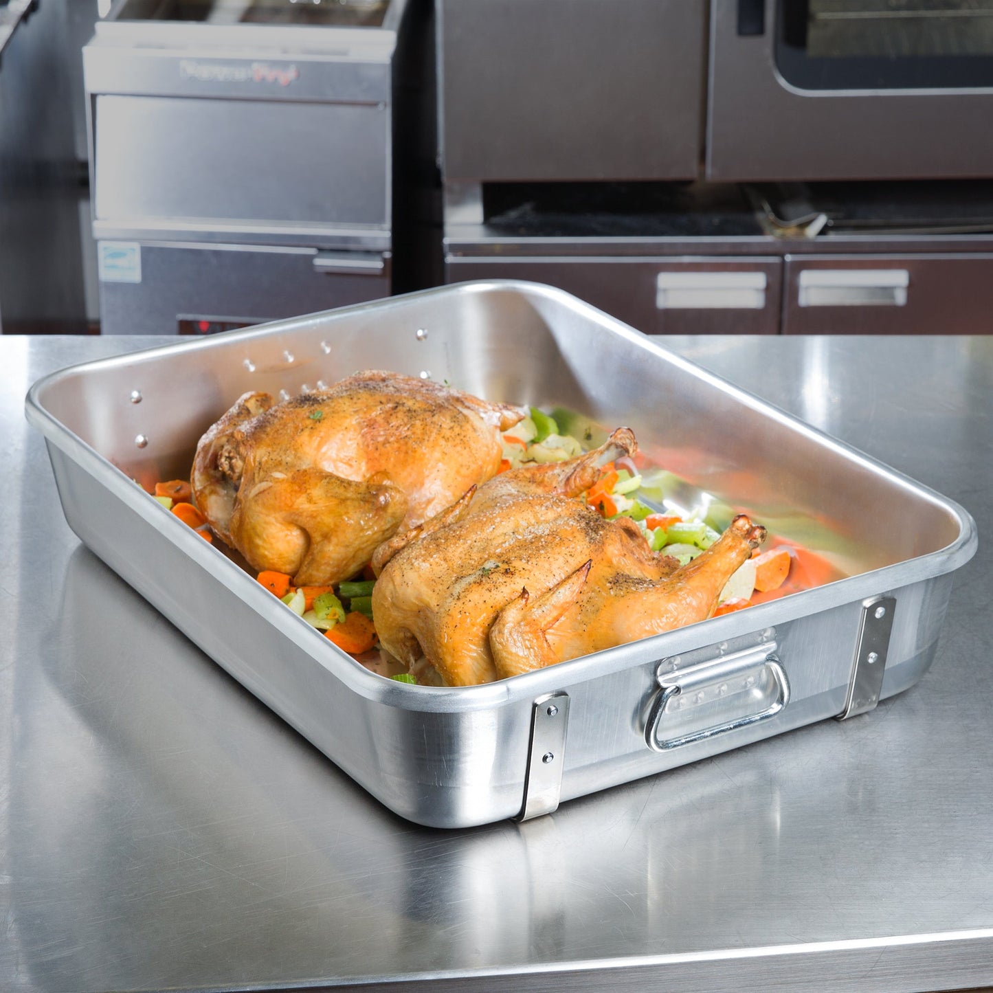 Vollrath | Wear-Ever Roasting Pan Top with Straps, 29.5 qt, Aluminum - ChefEquipment.com