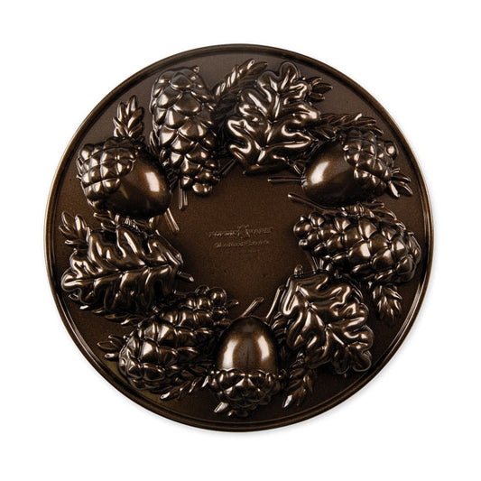 Nordic Ware | Woodland Cakelet Pan, 9 Cavities, Cast Aluminum, Bronze Finish