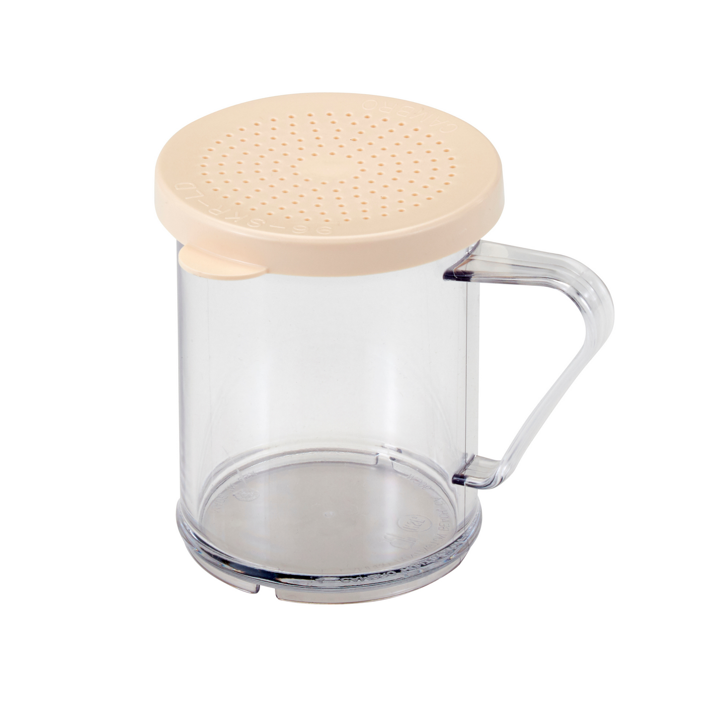 Cambro | Ensemble shaker/dragueur Camview, 10 oz, transparent avec couvercle coloré, fin - couvercle beige