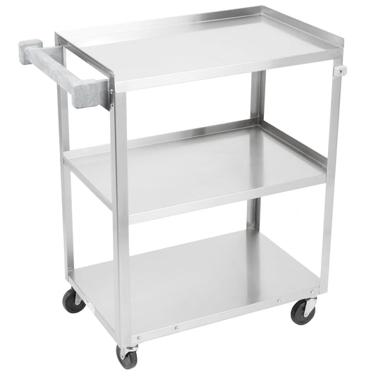 Vollrath | 3 Shelf Small Footprint Utility Cart, Stainless Steel, 300 lb - ChefEquipment.com