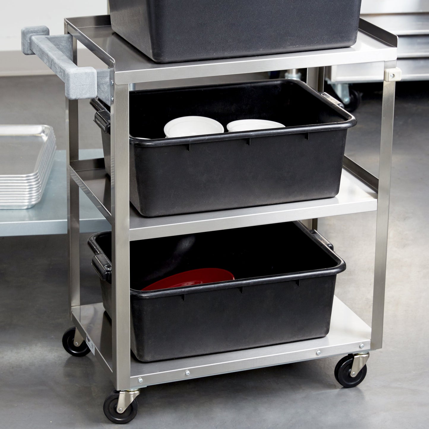 Vollrath | 3 Shelf Small Footprint Utility Cart, Stainless Steel, 300 lb - ChefEquipment.com