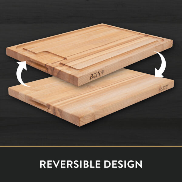 John Boos | Reversible Cutting Board with Juice Groove, 24" x 18" x 1 1/2", Edge Grain Maple