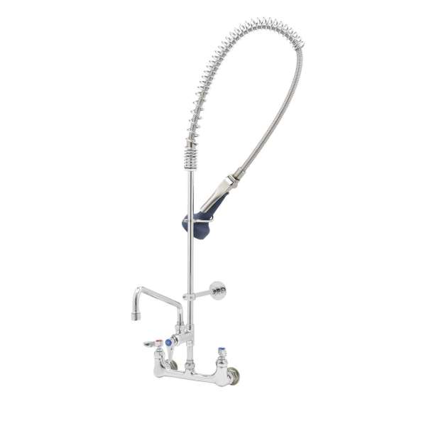 T&S | EasyInstall 8" Wall Mount Pre-Rinse Faucet, 12" Swing Nozzle, 44" Hose, Lever Handles w Bracket