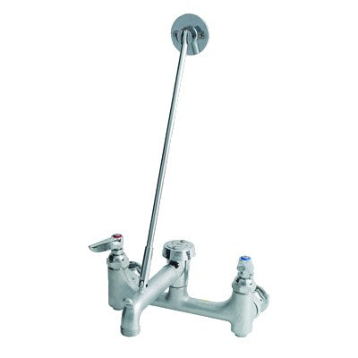 T&S | 8" Wall Mount Service Sink Faucet, Vacuum Breaker w Build-In Service Stops - ChefEquipment.com